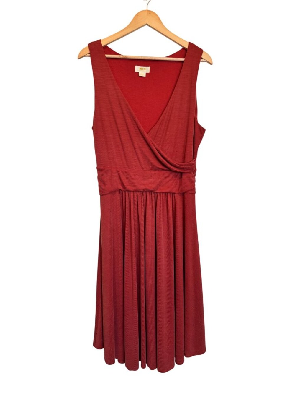 Maeve By Anthropologie Red Sleeveless Wrap Dress Pleated Skirt Size Large